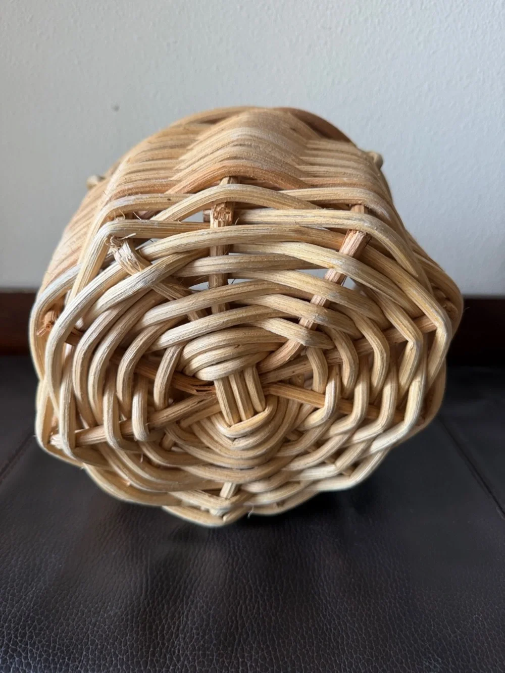Vintage Hand-Woven Rattan Round Basket Made in the Philippines